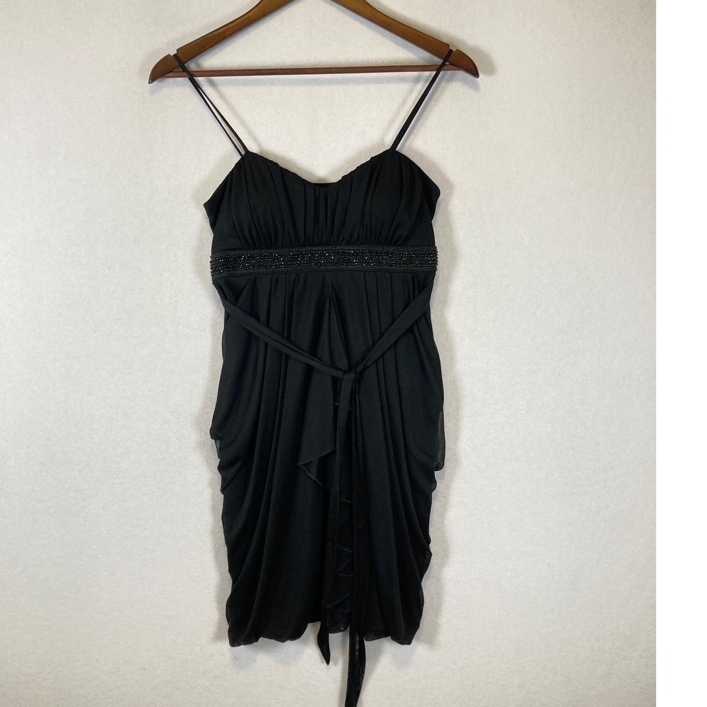 Cocktail Sweet Storm Women M Black Beaded Empire Waist Chiffon Dress 26579